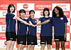 From left: Park Jeong-ah, Oh Ji-young, Lee Ko-eun, Lee Han-bi and Mar-Jana Phillips pose for a photo during a media day at Pepper Stadium in Gwangju on July 19. [YONHAP]