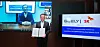 SK Holdings CEO Jang Dong-hyun, right, and Zhejiang Geely Holding Group CEO Daniel Li sign a contract to participate in the New Mobility Fund as ″anchor investors,″ Thursday. [SK HOLDINGS]