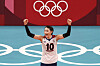 Kim Yeon-koung reacts during the bronze medal match against Serbia at the 2020 Tokyo Olympics on Aug. 2, 2021 at Ariake Arena in Tokyo. [YONHAP]