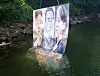 An anti-Pyongyang poster made by a defectors' group in South Korea found in a stream near Hongcheon County, Gangwon, on June 23, 2020. [YONHAP]