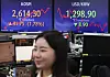 Screens in Hana Bank's trading room in central Seoul show the Kospi closing at 2,614.30 points on Wednesday, up 1.78 percent, or 45.75 points, from the previous trading session. [NEWS1]