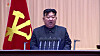 Kim Jong-un speaks before an audient at an event on Sunday. [KOREAN CENTRAL TV/YONHAP]