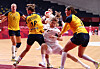 Korea's Kim Jin-yi attempts to score against Sweden. [YONHAP]