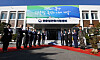 South Korean Unification Minister Lee In-young, fifth from right, attends the opening ceremony of the Panmunjom Tourist Support Center in Paju, Gyeonggi, on Wednesday, Nov. 4. The center, located outside the border village of Panmunjom, will be used to host tours to the Joint Security Area starting this week. [JOINT PRESS CORPS]