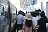 People walk to take the KTX train at a platform in Daejeon station on Sept. 8. [YONHAP]