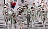 Team Korea enters during the Tokyo Olympics opening ceremony. [JOINT PRESS CORPS]
