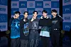 Boy band TNX poses during Wednesday’s showcase for its second EP 'Love Never Dies' at Blue Square in Yongsan District, central Seoul. [P NATION]