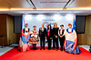 Czech Ambassador to Korea Ivan Jančárek, third from left, his spouse Andrea Jančárková, fourth from left, and Czech Deputy Head of Mission Jana Cimbolincová, fifth from left, pose for a photo at a reception to celebrate Independent Czechoslovak State Day, which marks the founding of Czechoslovakia in 1918, held on Monday evening at The Ambassador Seoul - A Pullman Hotel in Jung District, central Seoul. [EMBASSY OF THE CZECH REPUBLIC TO KOREA]