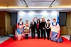 Czech Ambassador to Korea Ivan Jančárek, third from left, his spouse Andrea Jančárková, fourth from left, and Czech Deputy Head of Mission Jana Cimbolincová, fifth from left, pose for a photo at a reception to celebrate Independent Czechoslovak State Day, which marks the founding of Czechoslovakia in 1918, held on Monday evening at The Ambassador Seoul - A Pullman Hotel in Jung District, central Seoul. [EMBASSY OF THE CZECH REPUBLIC TO KOREA]