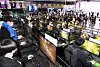 Participants of the G-Star 2021, Korea’s biggest game festival held at Bexco in Busan, enjoy games on Thursday. The event, which opened Wednesday, runs both online and offline through Sunday. [YONHAP]
