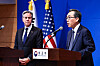 South Korean Foreign Minister Cho Tae-yul, right, speaks during a joint press conference with U.S. Secretary of State Antony Blinken at the government complex in Seoul on Jan. 6. [KIM JONG-HO]