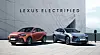 Lexus' fully revamped RX 350h, left, and RZ450e. [TOYOTA MOTOR KOREA]