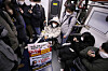 Solidarity Against Disability Discrimination members participate in a protest at Samgakji Station in Yongsan District, central Seoul, on Monday. [NEWS1]
