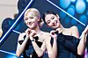 Blackpink’s Rose and Jennie during the “pink carpet” event Friday at Times Square in Yeongdeungpo District, western Seoul. [DANIELA GONZALEZ PEREZ]