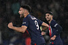 Paris Saint-Germain's Goncalo Ramos celebrates after scoring during a Ligue 1 match against Le Havre at the Parc des Princes in Paris, France on April 27. [AP/YONHAP]