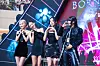 Girl group Blackpink poses for the camera during the “pink carpet” event Friday at Times Square in Yeongdeungpo District, western Seoul. [DANIELA GONZALEZ PEREZ]