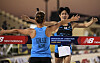Seo Chang-wan, right, and Kim Se-hee took home gold in the pentathlon mixed team relay on the final day of the International Modern Pentathlon Union World Pentathlon and Laser Run Championships in Cairo on Monday. The duo topped the leaderboard with 1,432 points. [NEWS1]