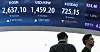 A screen in Hana Bank's trading room in central Seoul shows the Kospi closing on March 20. [YONHAP]