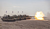 The Korean Army's K2 tanks participate in a two-week joint military drill with the Qatari ground forces at the Al Qalayel training center in Qatar, in a photo provided by the Army on Oct. 21. [YONHAP]