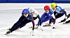 Choi Min-jeong (far right) came from behind to win the 1,000 meter race in the Korean National Speed Skating Championship, beating Olympic gold medalist and former world champion Shim Suk-hee (left) at Mokdong Ice Rink in western Seoul on Friday. [NEWS1]