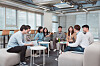 Grocery e-commerce JeongYookGak employees in a meeting. [JEONGYOOKGAK]