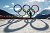 A view of the Olympic rings in Cortina d'Ampezzo, Italy on Feb. 2. [REUTERS/YONHAP]