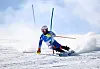Jung Dong-hyun competes during the men's alpine skiing slalom event at the 9th Asian Winter Games in Yabuli, China on Feb. 9, 2025. [XINHUA/YONHAP]