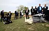 The BIE delegation participates a program where a captured bird was set free on Tuesday at Eulsukdo. [YONHAP]