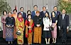 Indonesian Ambassador to Korea Gandi Sulistiyanto, fourth from left in front row; his wife Susi Ardhani Sulistiyanto, third from left; Chung Eui-hae, director general of the Asean and Southeast Asian Affairs Bureau of the Foreign Ministry, second from right; and other ambassadors and former ambassadors of Asean member states and Korea celebrate the 77th Anniversary of the Independence of Indonesia on Some Gavit Island in southern Seoul on Wednesday. [PARK SANG-MOON]