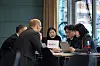 Representatives from Kongsberg Defense & Aerospace, Nammo and over 30 Norwegian defense companies discuss collaboration during the Hanwha Industry Day in Norway. [HANWHA AEROSPACE]
