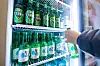 Soju and beer fill a liquor fridge in a restaurant in downtown Seoul. [NEWS1]