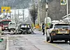 The National Forensic Service, Korea Gas Safety Corporation, police and fire authorities conduct a joint investigation Tuesday where a gas explosion occurred at an LPG charging station in Pyeongchang County, Gangwon, on Monday night. The investigators believe a gas leakage may have been the cause. The explosion injured five people and left a 300-meter-wide burn mark. [YONHAP]