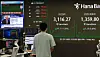 A screen in Hana Bank's trading room in central Seoul shows the Kospi closing at 3,116.27 points on July 3, up 41.21 points, or 1.34 percent, from the previous trading session. [YONHAP]