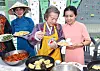 Members of multicultural families prepare traditional Korean Chuseok dishes during an event held at the Western Volunteer Center of the Korean Red Cross Seoul Chapter in Yangcheon District, western Seoul, on Sept. 9, 2024. [YONHAP]