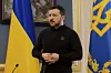 Ukraine's President Volodymyr Zelensky gives a press conference in Kyiv, on Feb. 19. [POOL/AP/YONHAP]