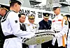 Incheon Mayor Yoo Jeong-bok, third from left, and Navy Deputy Chief of Staff for Personnel Park Tae-kyun, center, take part in a wreath laying ceremony to honor soldiers killed carrying out Operation Chromite in Incheon on Sept. 12. [INCHEON METROPOLITAN GOVERNMENT]
