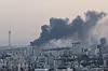Smoke rises following an Israeli attack on the IRIB building, the country's state broadcaster, in Tehran, Iran, June 16, 2025. [REUTERS/YONHAP]