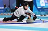 Kim Kyeong-ae competes during the mixed doubles event against Hong Kong at the Asian Winter Games in Harbin, China on Feb. 7. [XINHUA/YONHAP]