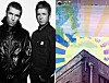British rock band Oasis, left, and a video posted on Aug. 8 resembling the Japanese imperial Rising Sun flag [SCREEN CAPTURE]