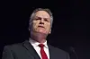 Alaska Gov. Mike Dunleavy speaks during the annual Alaska Sustainable Energy Conference on June 3 in Anchorage, Alaska. [AP/YONHAP]