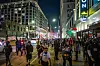 Demonstrators walk in groups in downtown despite a curfew that was put into effect following days of protests in response to federal immigration operations in Los Angeles, California, on June 10. [AFP/YONHAP]