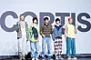 Boy band Cortis poses for photos during a showcase for the release of the band’s first EP, ″Color Outside the Lines,″ at the Blue Square in central Seoul on Aug. 18. [DANIELA GONZALEZ PEREZ]