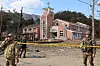 A severely damaged church is seen here after eight bombs fell over Pocheon, Gyeonggi, during a Korean Air Force live-fire exercise on March 6. [YONHAP]