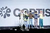 Boy band Cortis poses for photos during a showcase for the release of the band’s first EP, ″Color Outside the Lines,″ at the Blue Square in central Seoul on Aug. 18. [DANIELA GONZALEZ PEREZ]