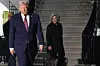 White House Chief of Staff Susie Wiles (R) watches as US President Donald Trump stops to speak to the media as he prepares to depart on Marine One from the South Lawn of the White House in Washington, DC, USA, 19 December 2025. [EPA/YONHAP]