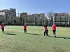 Mary, second from right, braces herself to catch the ball. [MARY YANG]