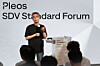 Hyundai Motor and Kia Advanced Vehicle Platform division head Song Chang-hyeon speaks during a presentation on autonomous driving in Pangyo, Gyeonggi, on Aug. 20. [HYUNDAI MOTOR GROUP]