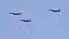 F-15K fighter jets are seen dropping bombs during a live-fire exercise in Pocheon, Gyeonggi, on March 6. [NEWS1]