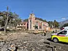 A church lies damaged after the Air Force discharged eight bombs onto Pocheon, Gyeonggi, during a live-fire exercise on March 6. [NEWS1]
