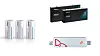 Clockwise from left, LG Energy Solution's 46-series cylindrical batteries, Samsung SDI's prismatic batteries and SK On's pouch-type battery [EACH COMPANY]